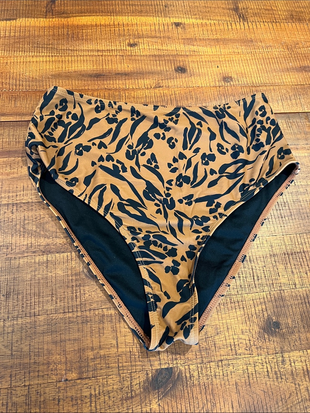 CUPSHE High-Waist Animal Print Swim Bottoms - Brown/Black
